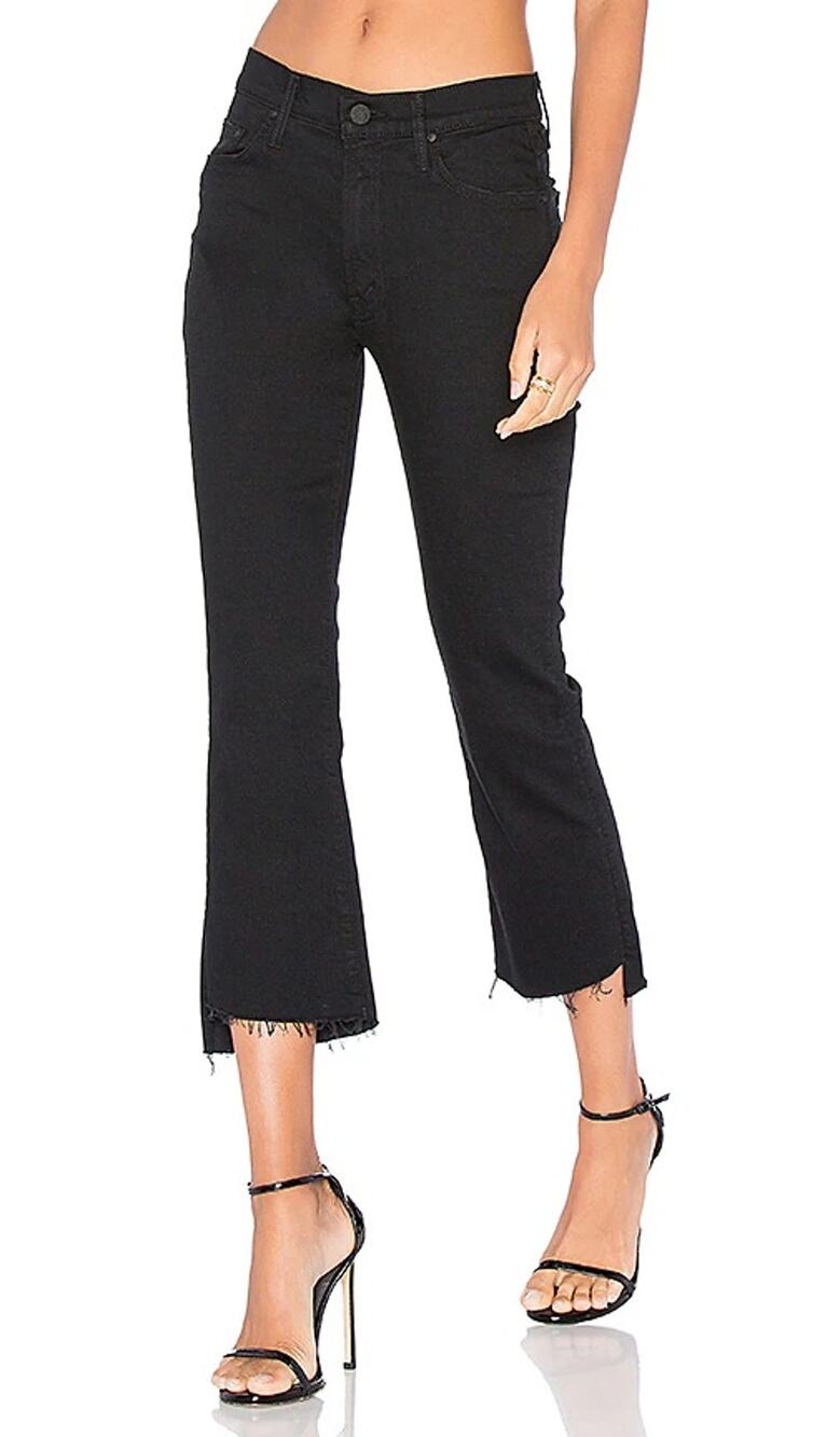 MOTHER Insider Crop Step Fray Jeans in Black Not Guilty size 26
